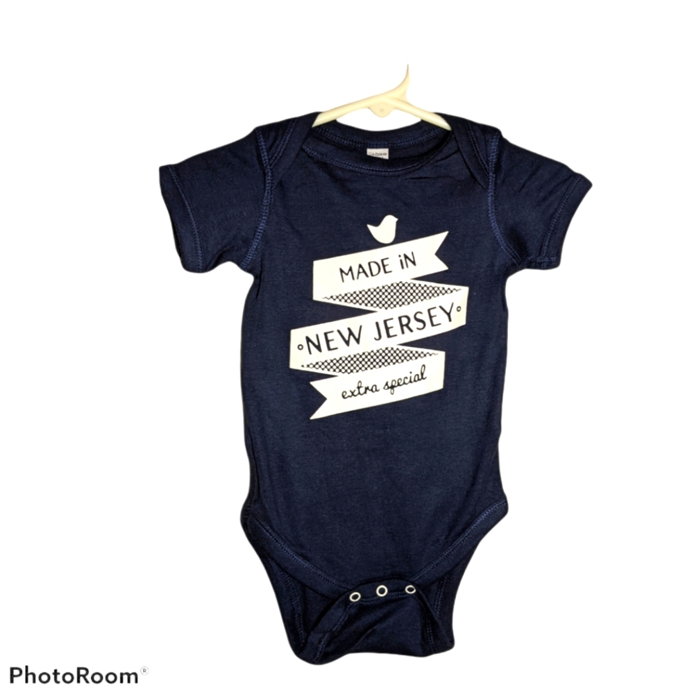 Made in New Jersey - extra special  Navy Onesie 6m